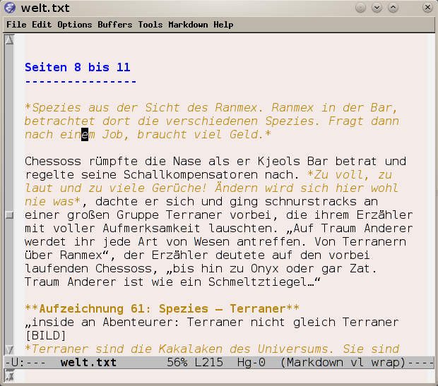 Emacs mit Markdown mode